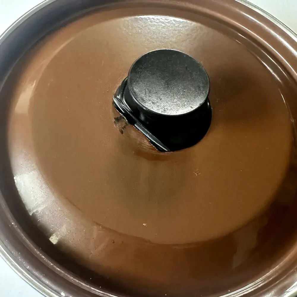 Vintage 1970s Japan Sanko Ware Floral Enamel Sauce Pan Show Pan w/ Lid